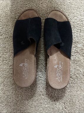 Black Suede Slide Mules